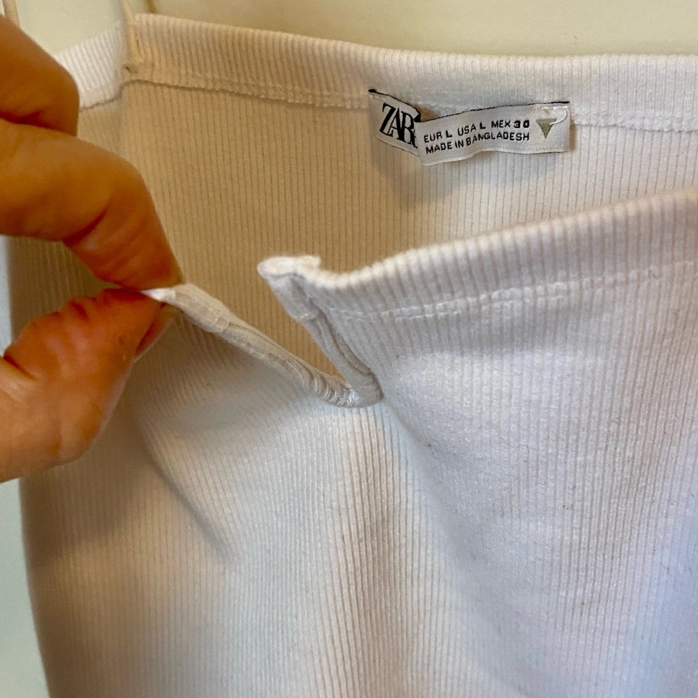 Zara White Ribbed Crop Top - Picture 3 of 5